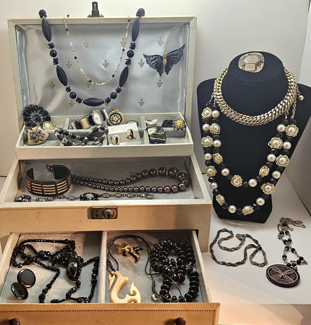 Vintage Art Deco Glam Black Jewelry Lot